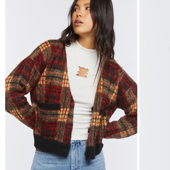 Forever 21 Sweaters - FOREVER 21 Plaid Cardigan Sweater, Size S